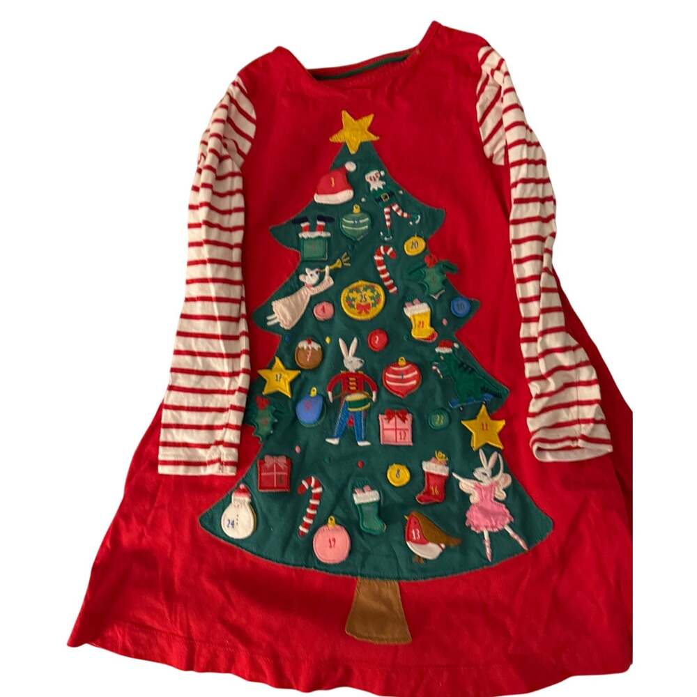 Mini Boden red applique tree dress size 6/7